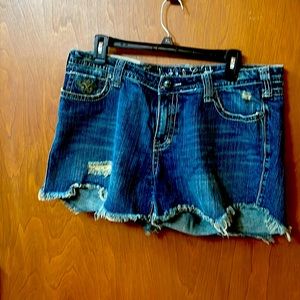 Industrial cotton distressed jean shorts
